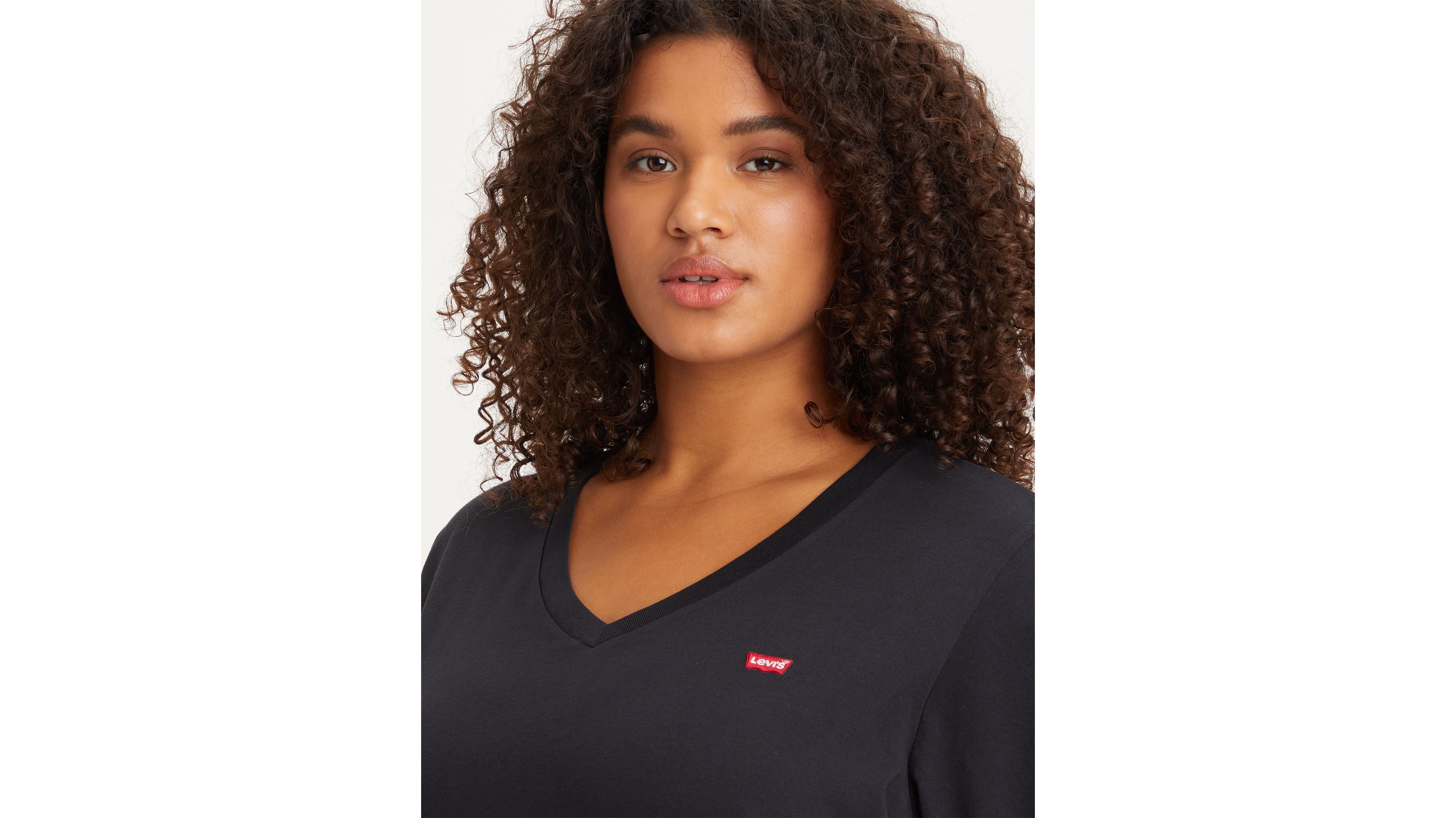 T-shirt Perfect col V (Plus) - Caviar - Noir