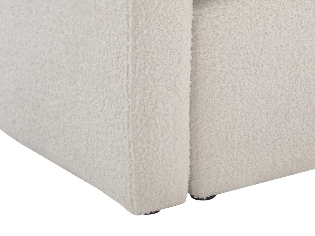Fauteuil cabriolet et pouf en tissu bouclette blanc JOVANA
