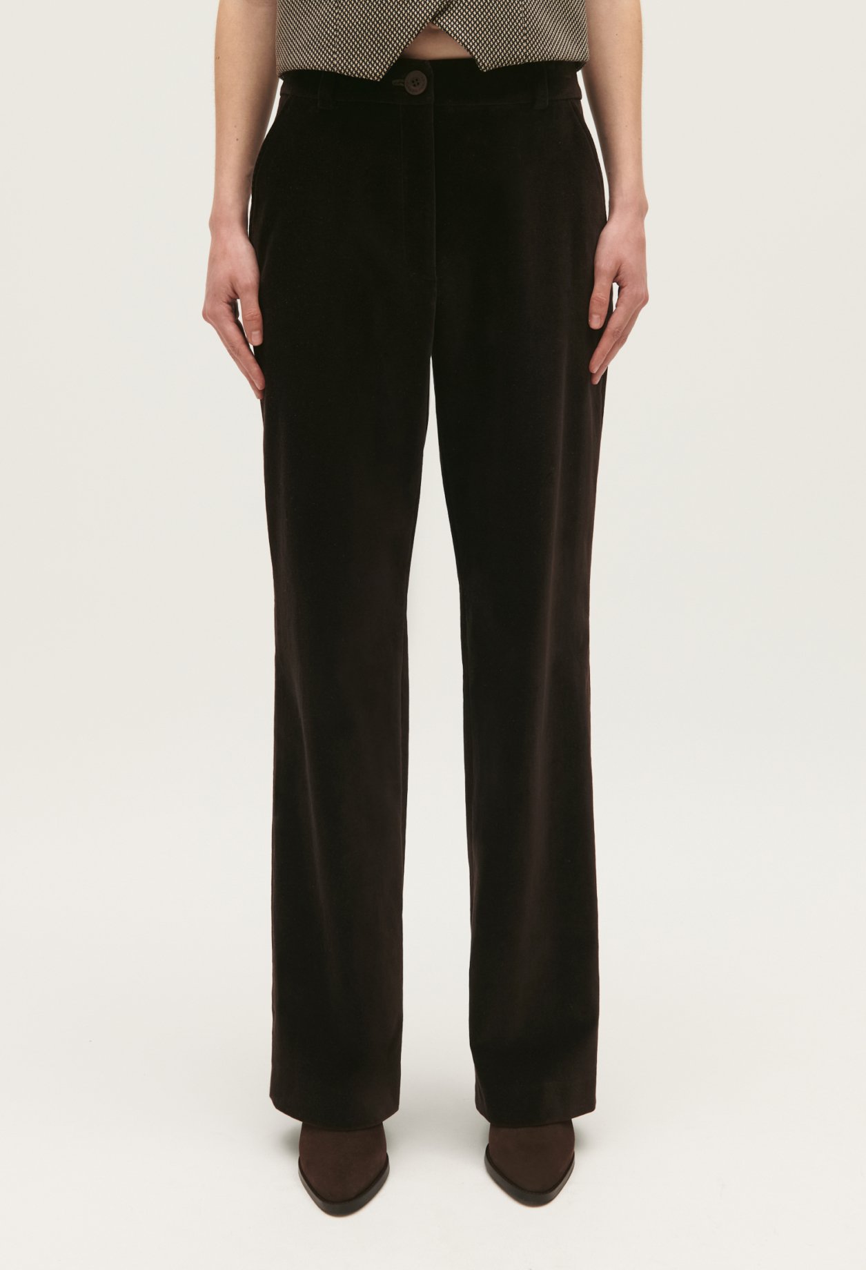 Pantalon tailleur velours chocolat