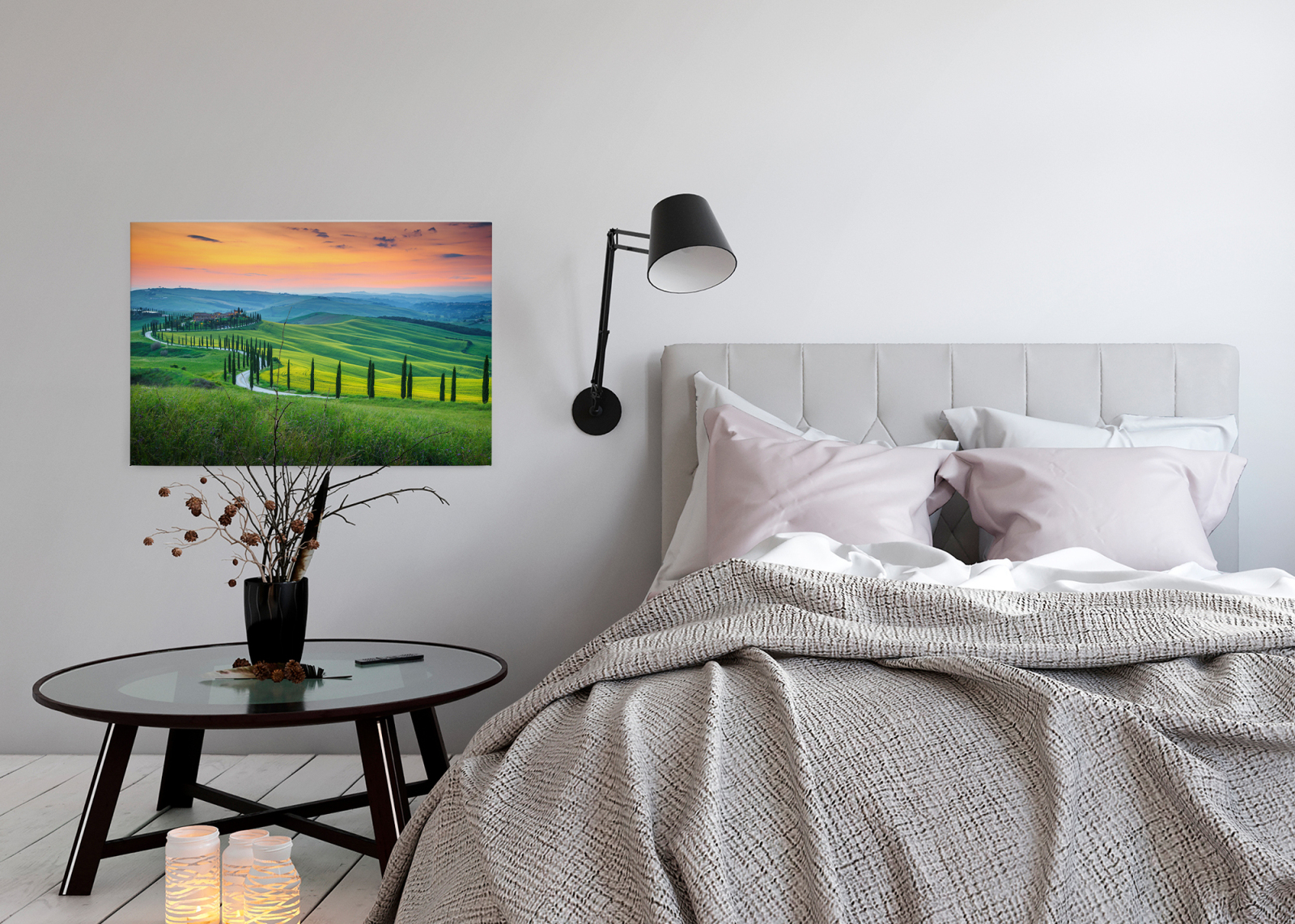 Leinwandbild TOSKANA - grün-orange - 90x60 cm