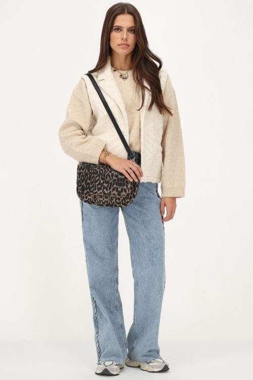 Wit jacquard gilet met zigzag