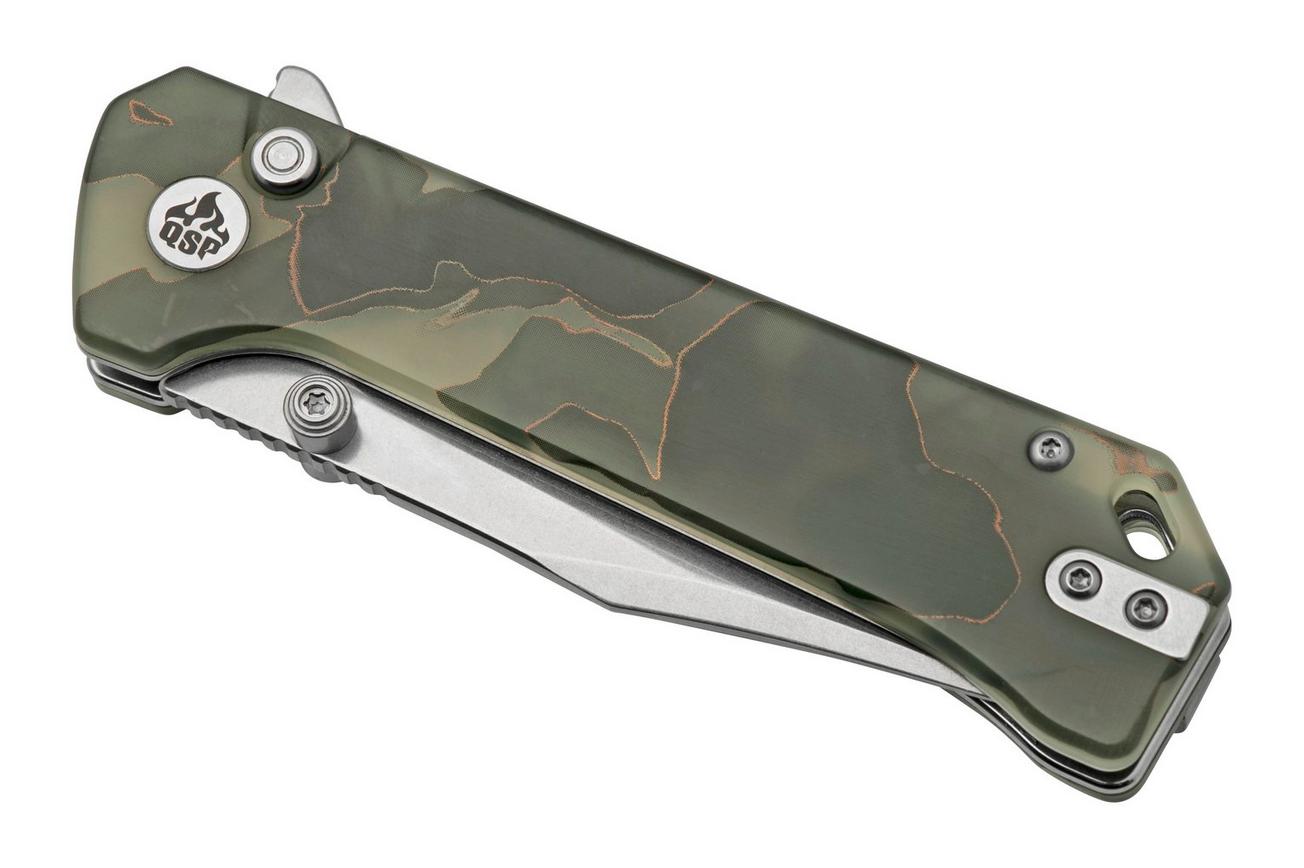 QSP Grebe QS147-E1, S35VN Clippoint Glow In The Dark Raffir, zakmes