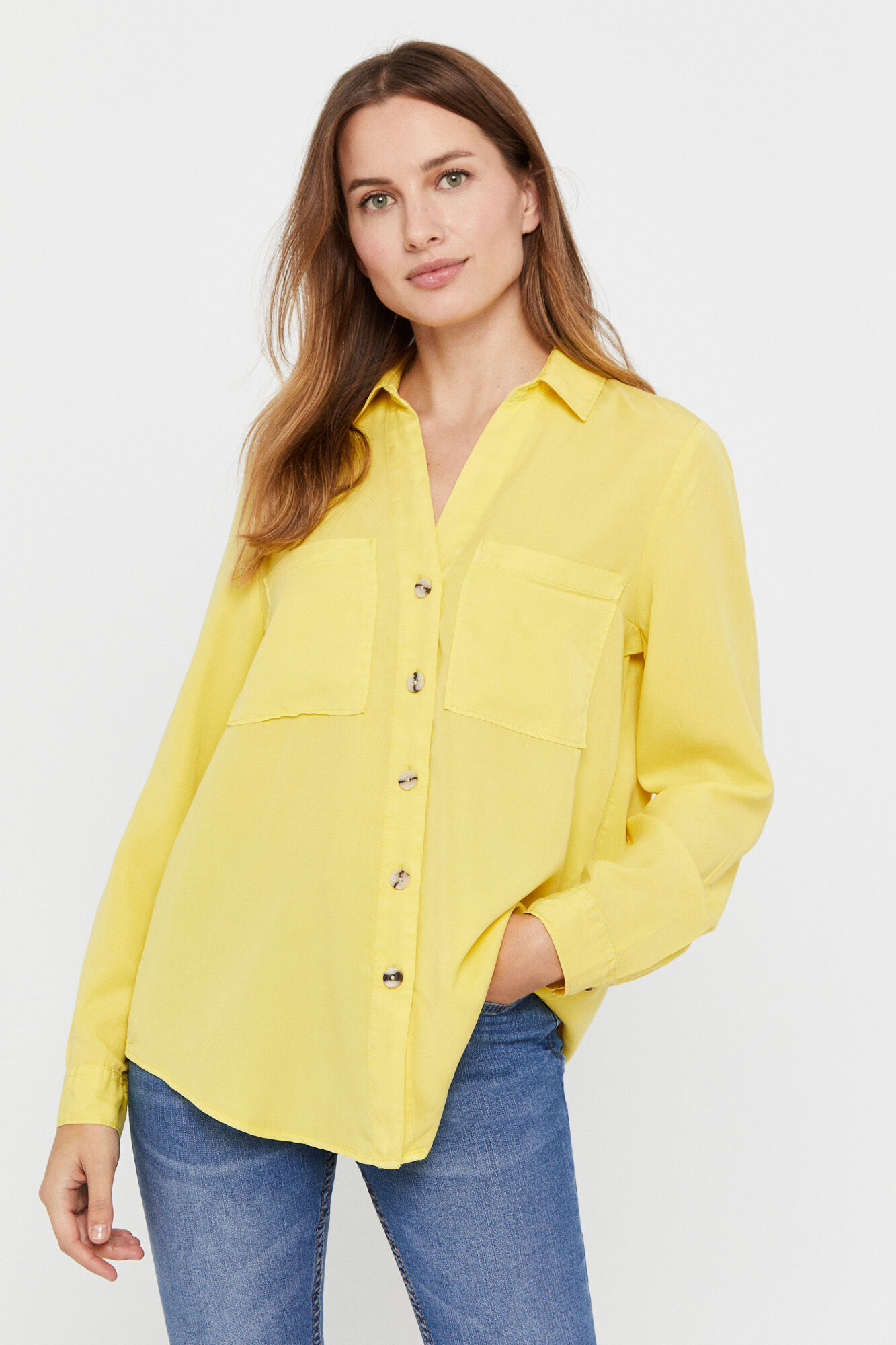Camisa jeans Tencel - Amarela
