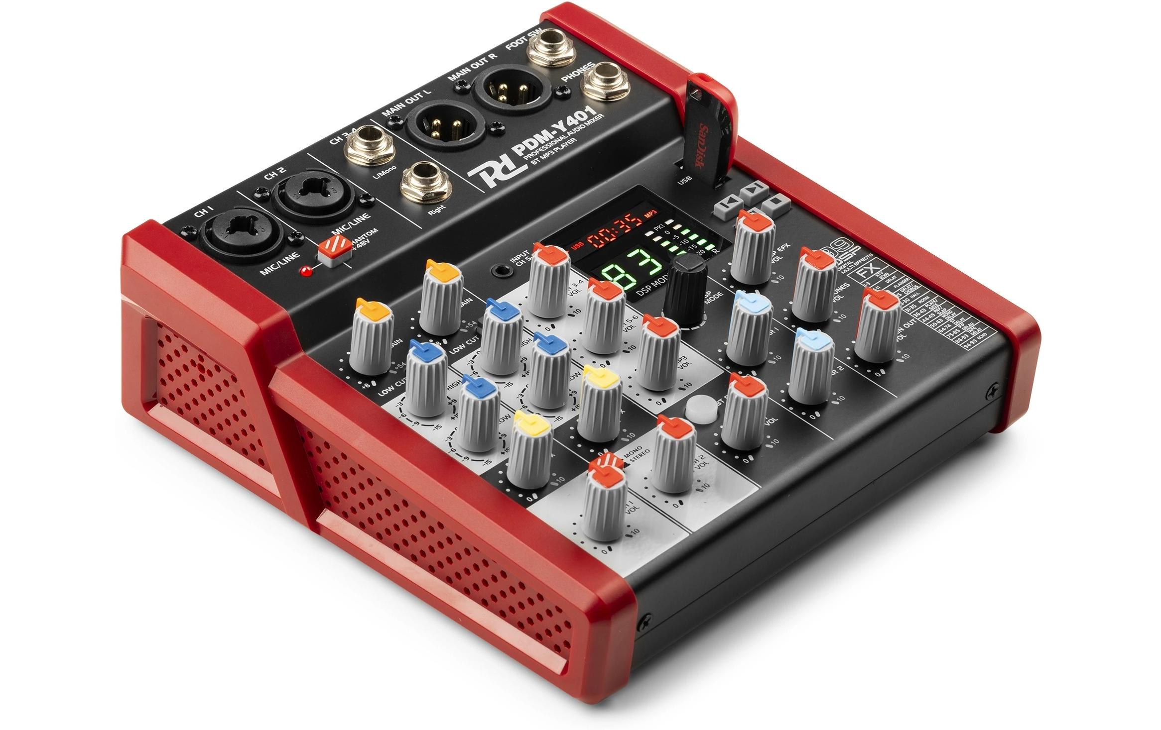 Mischpult PDM-Y401Kompaktes 4-Kanal-Mischpult mit 24-Bit DSP