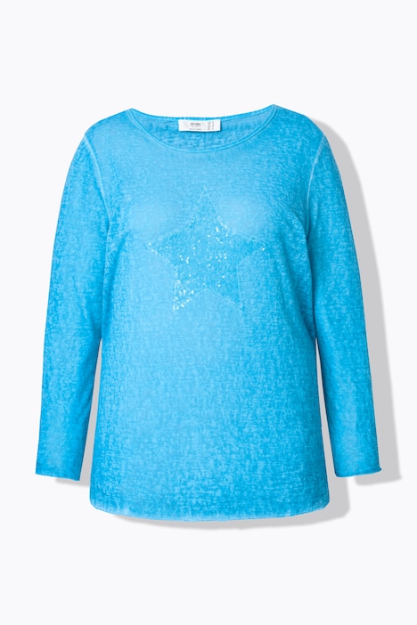 T-Shirt, Basic Fit, Pailletten-Stern, Langarm
