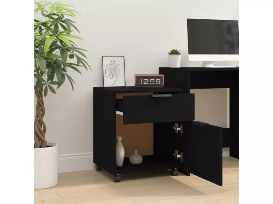 Classeur mobile avec roues noir 45x38x54 cm bois d'ingénierie