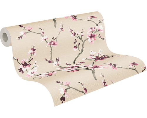 Vliesbehang 38520-3 Desert Lodge bloeiende takken roze