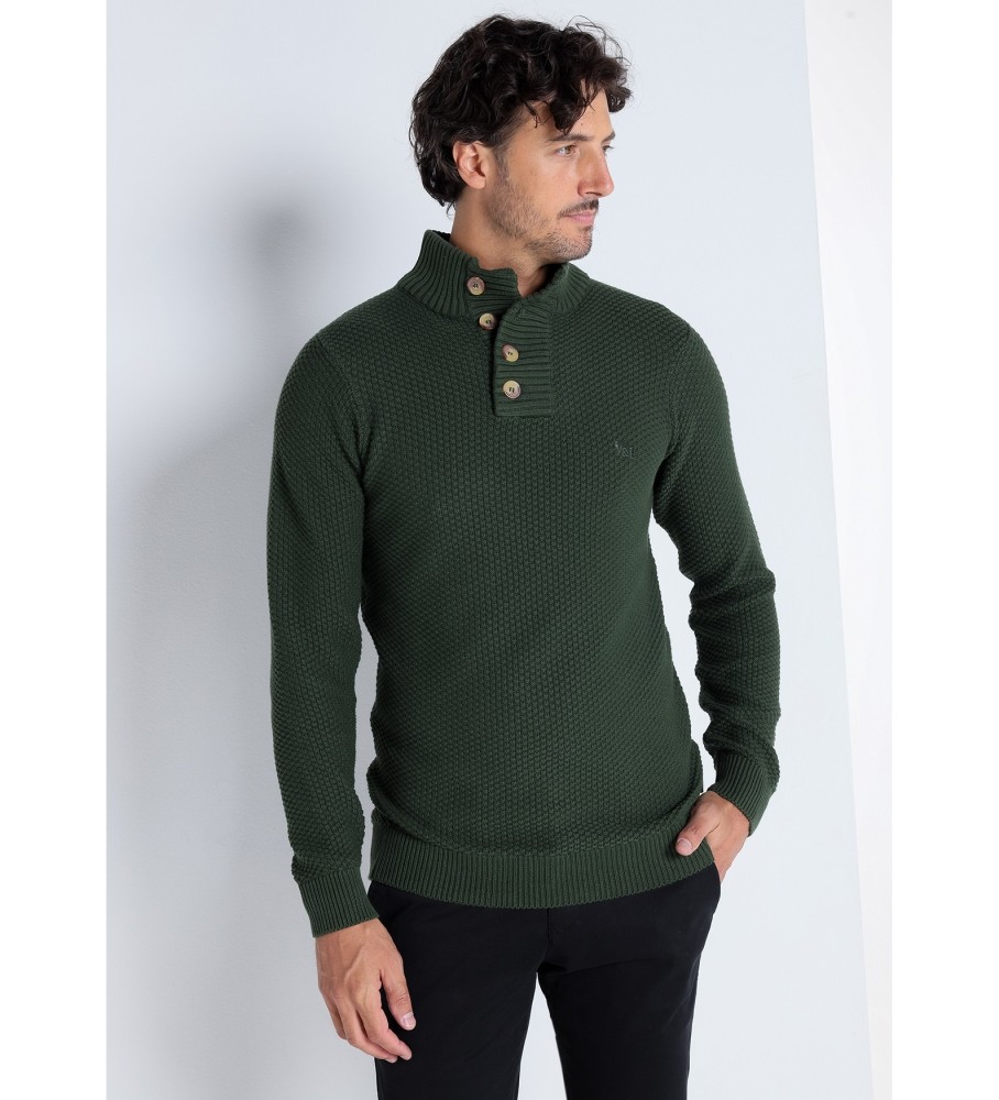 Victorio & Lucchino, Suéter de gola alta V&L com botões, verde