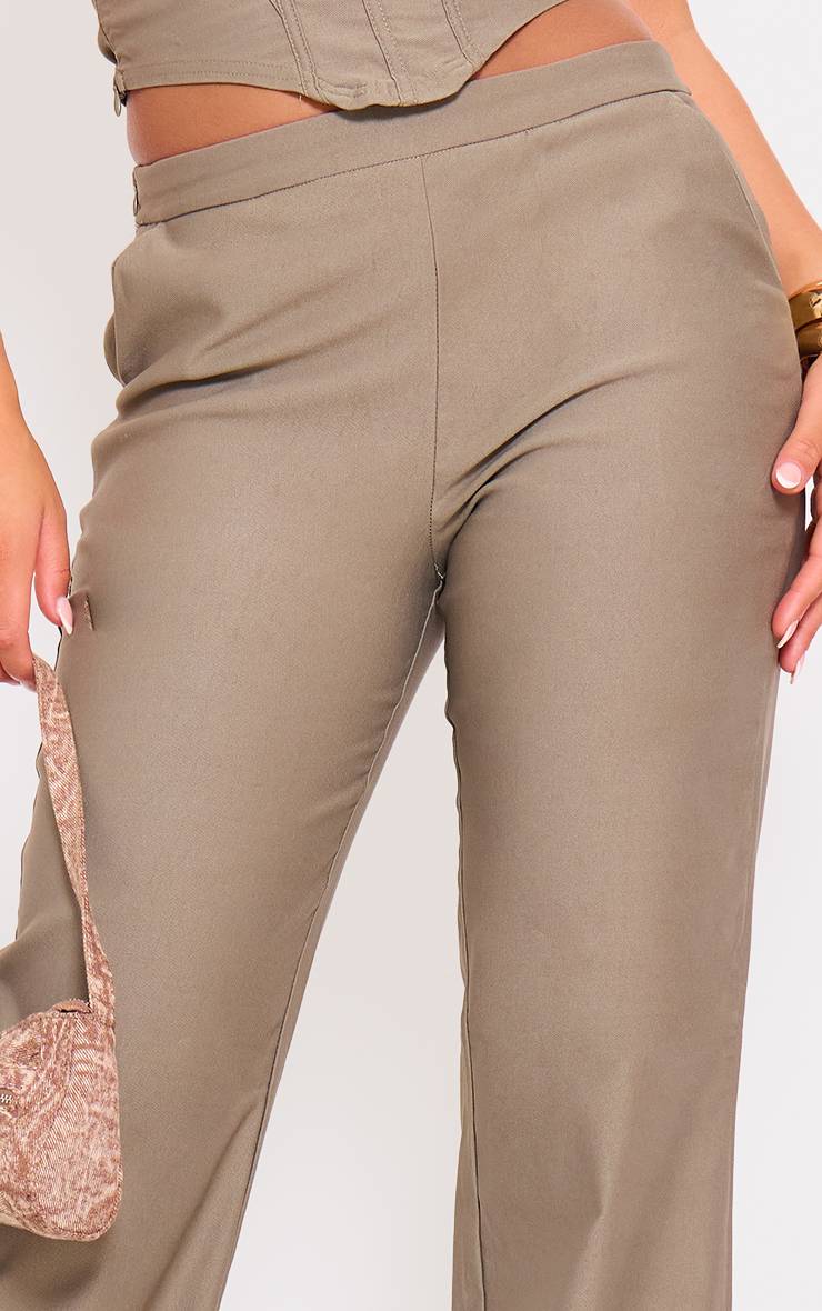 Pantalon Droit Taille Basse En Tissu Tissé