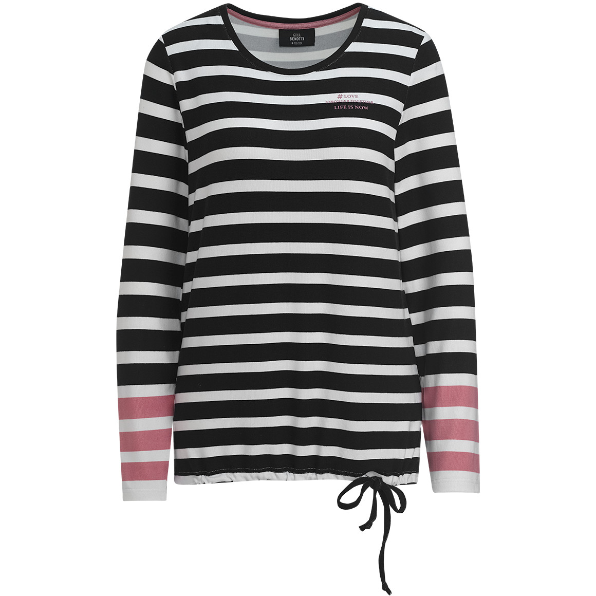 Gina Benotti Damen Langarmshirt mit Tunnelzug schwarz / weiss