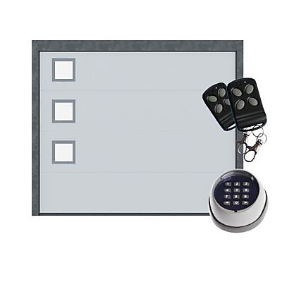Porte de garage sectionnelle acier Vigo blanche - L.240 x h.200 cm - avec clavier à code (pré-montée)