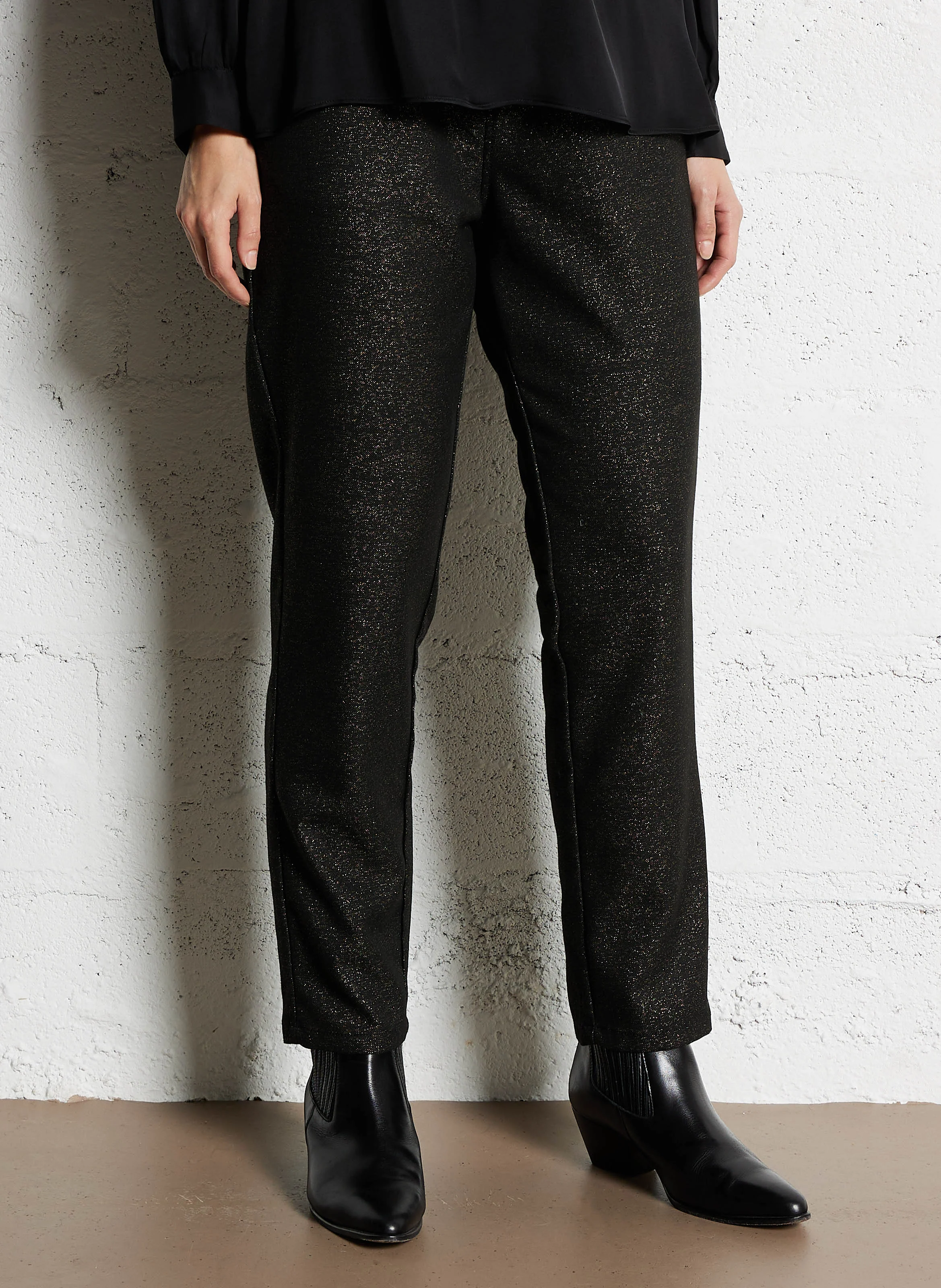 SPARKLIN - Pantalon droit à paillettes | Noir