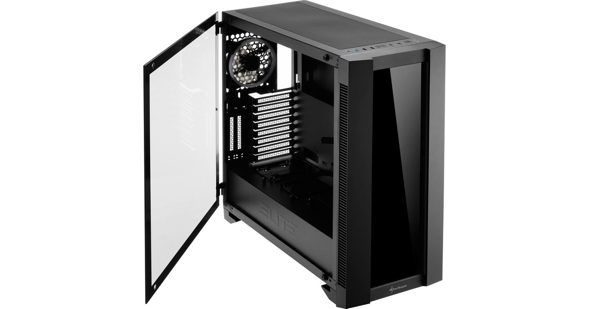 SharkoonELITE SHARK CA200G big tower behuizing  (Zwart | 4x USB-A | RGB | Tempered Glass)
