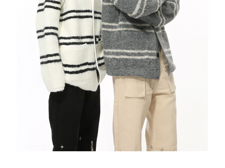 FAERIS - Oversized gestreepte cardigan met capuchon en knopen