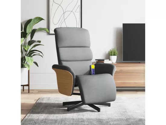 Fauteuil inclinable massant et repose-pieds gris clair tissu