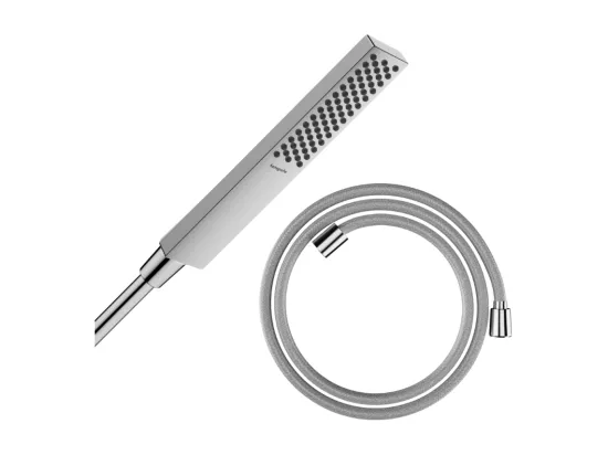 Pommeau de douche HANSGROHE Pulsify E 100 EcoSmart chromé + flexible de douche HANSGROHE Designflex 200 cm chromé