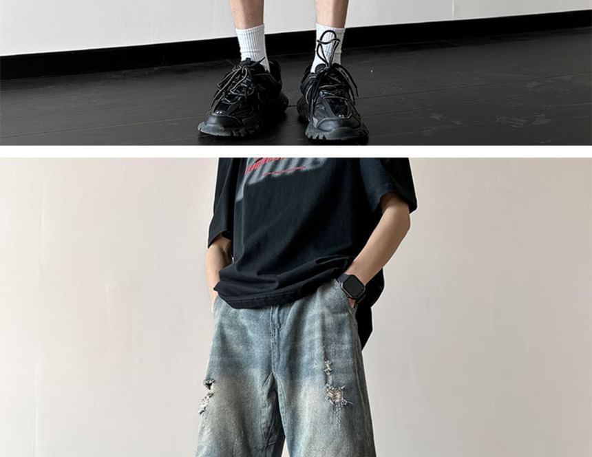 Trimecca - Mid Rise Washed Denim Shorts