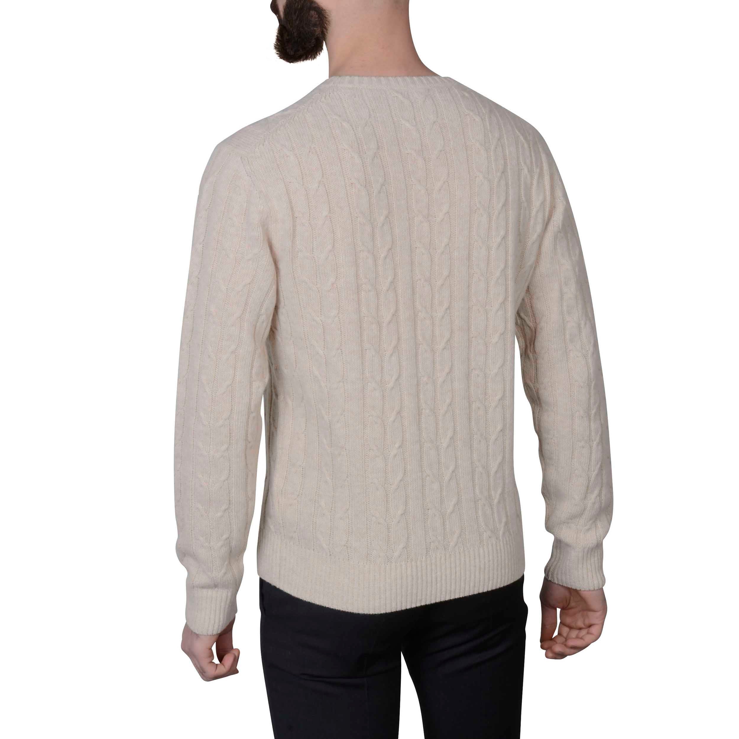 Pull torsadé laine et cachemire beige