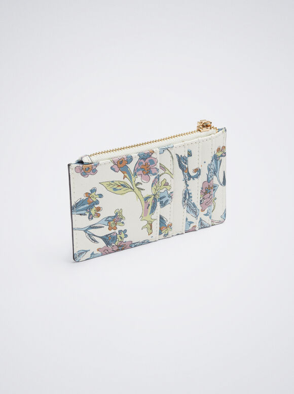 Porta-cartões com estampa floral - Azul