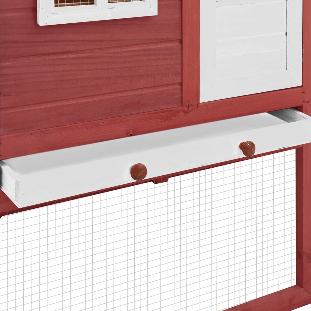Poulailler avec nichoir 191 x 67 x 117 cm bois de sapin massif rouge et blanc