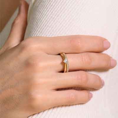 Bague Fiancée - Or jaune 375/1000 & zirconium