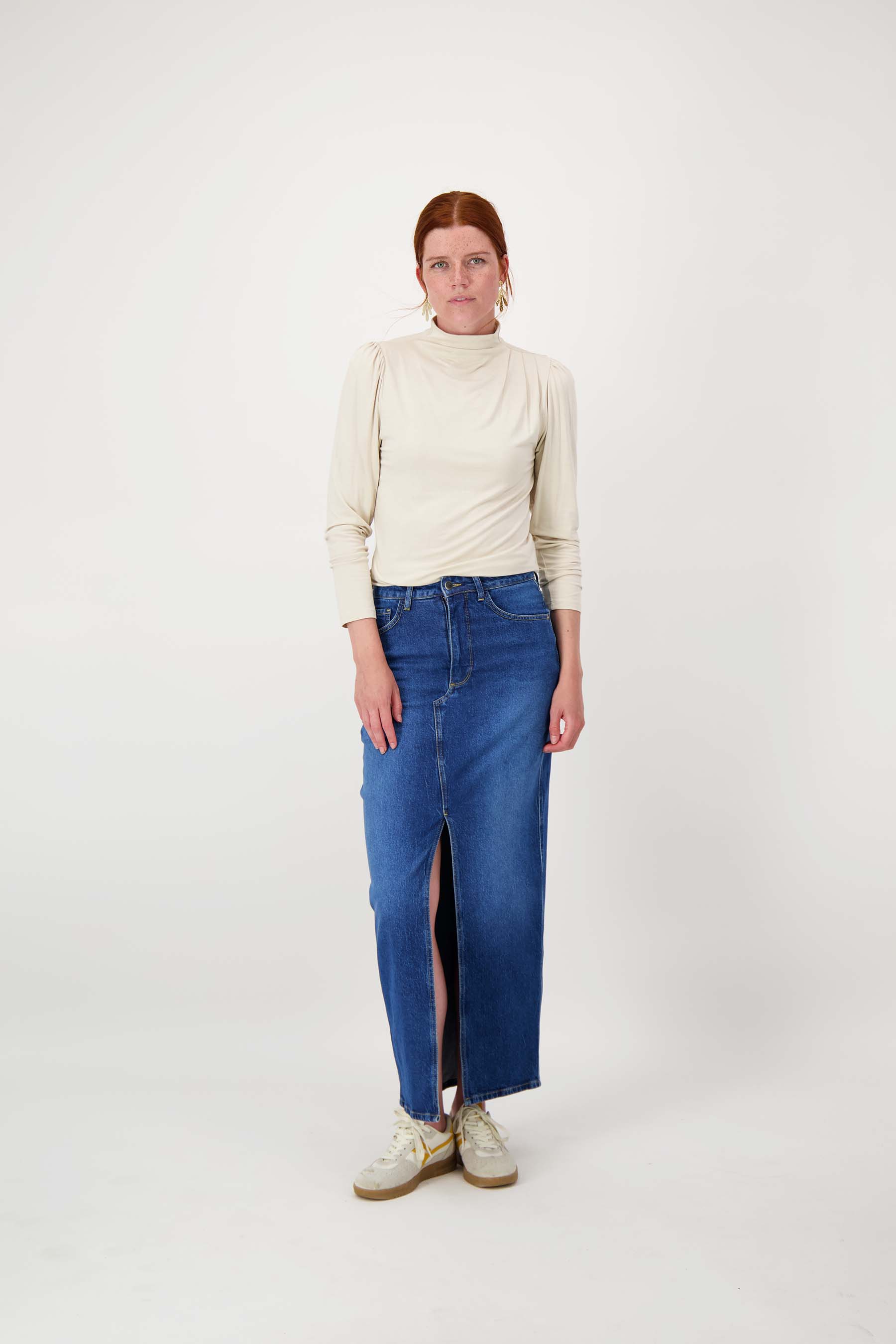 lange denim stretch rok