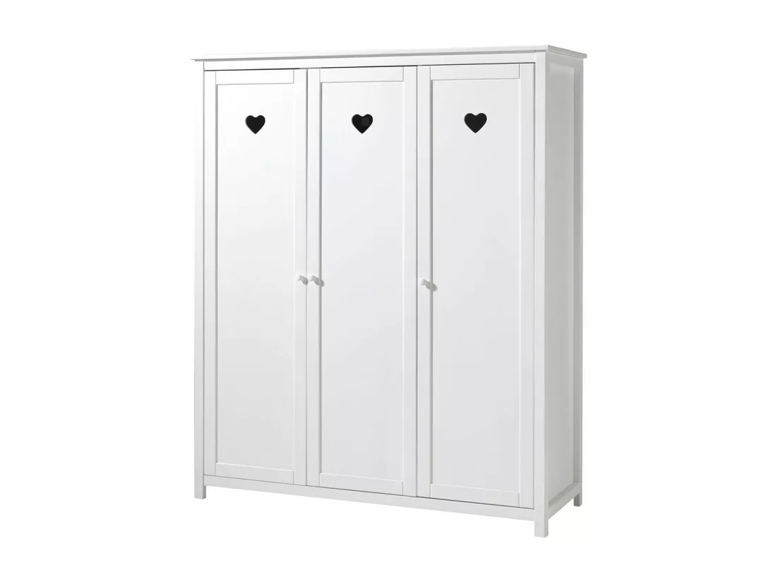 MILADY - Lit 90x200cm + Chevet + Armoire 3 Portes + Bureau