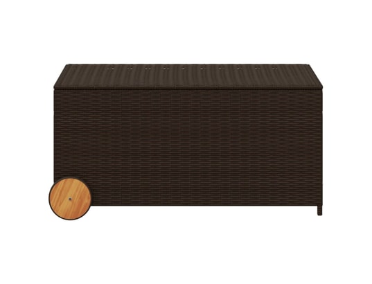 VIDAXL - Coffre Boîte de rangement de jardin et roues marron 190l poly rotin