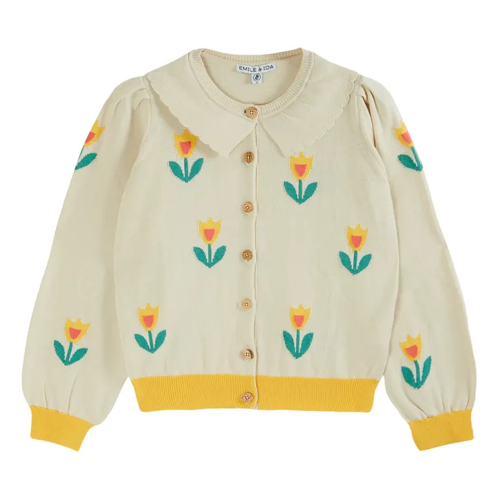 Emile et Ida Gilet Zalipe Tulipe Coton Bio - Collection Femme | Ecru