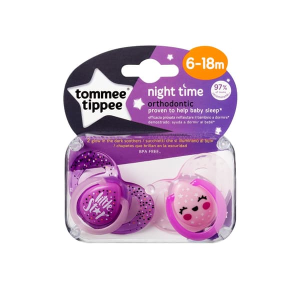 Tommee Tippee soother silicone 2pcs 6-18m Night 43336299