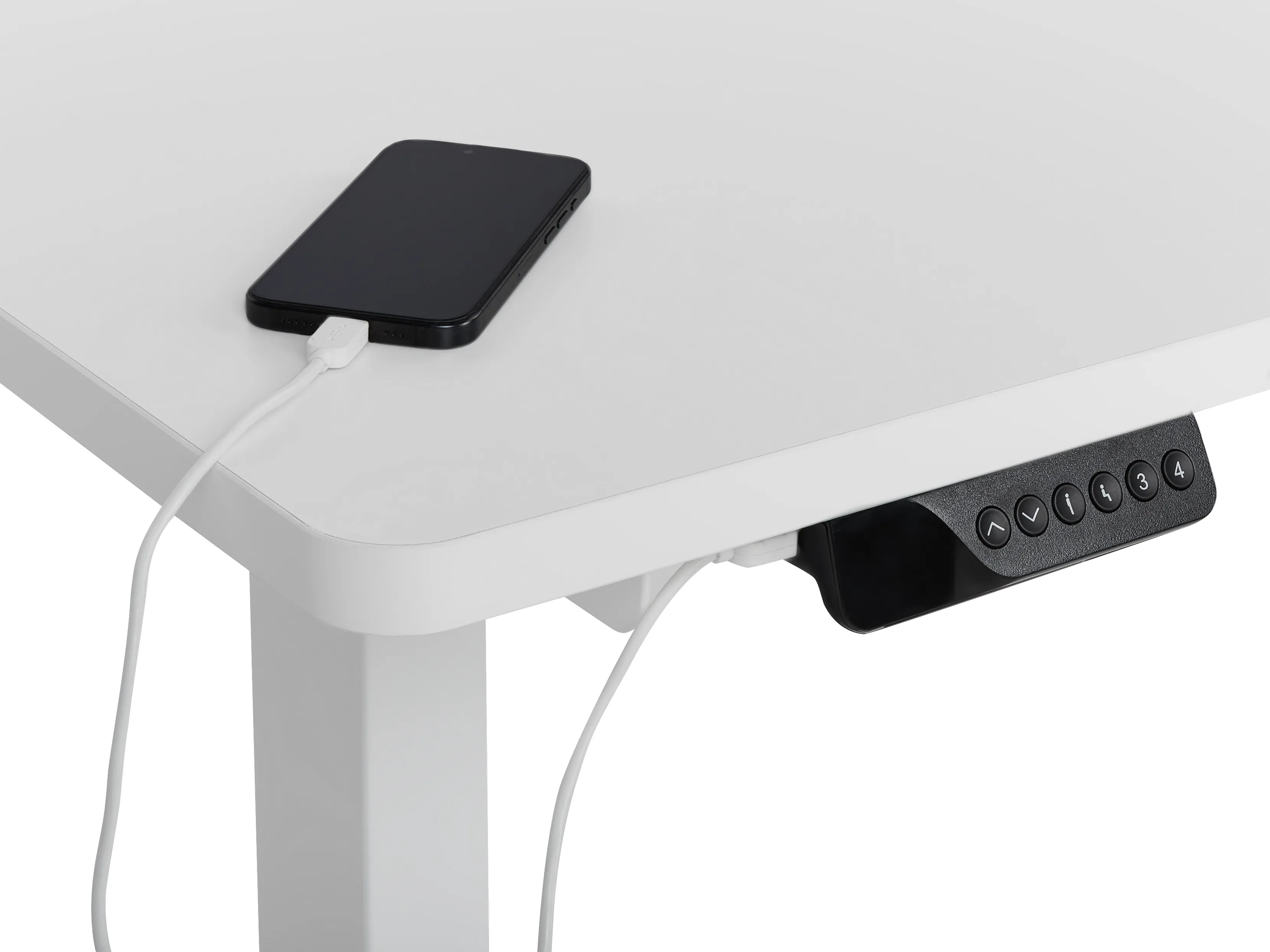 Elektrisch verstelbaar hoekbureau DESTINES Wit 160 cm 109 cm rechtszijdig