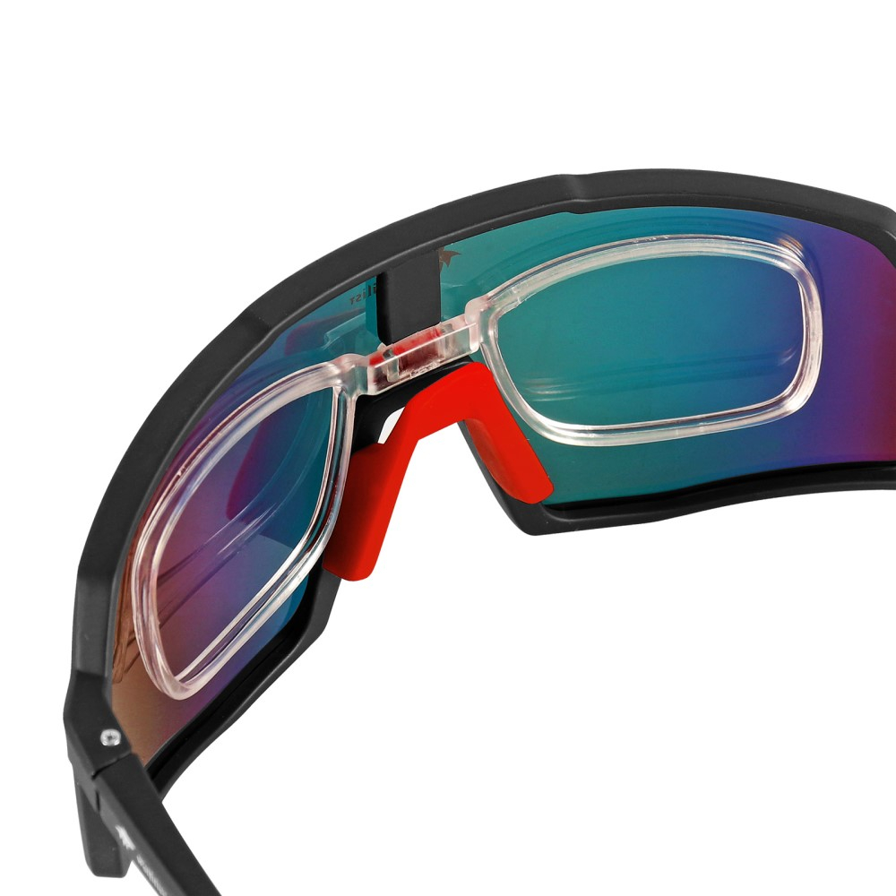 Polarisierte UV Sportbrille Fahrrad Sonnenbrille inkl. Etui - Schwarz / Rot