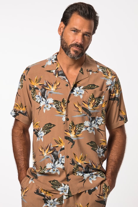 Hemd, Halbarm, Alloverprint, Cuba-Kragen, Cuba-Fit, bis 8 XL
