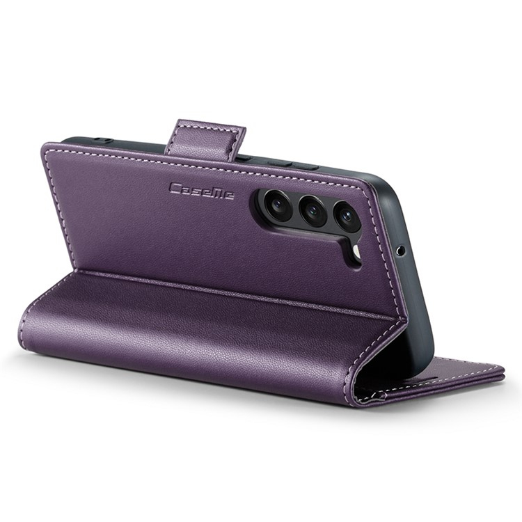 Samsung Galaxy S24  Plus Leder Tasche Flip Wallet Etui mit Kartenfächern Litchi Look (RFID Schutz) - Violett