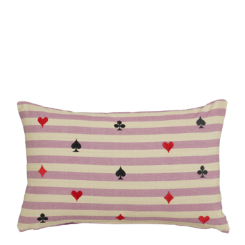 Kussen streep kaartensymbolen lila 55 x 35 cm