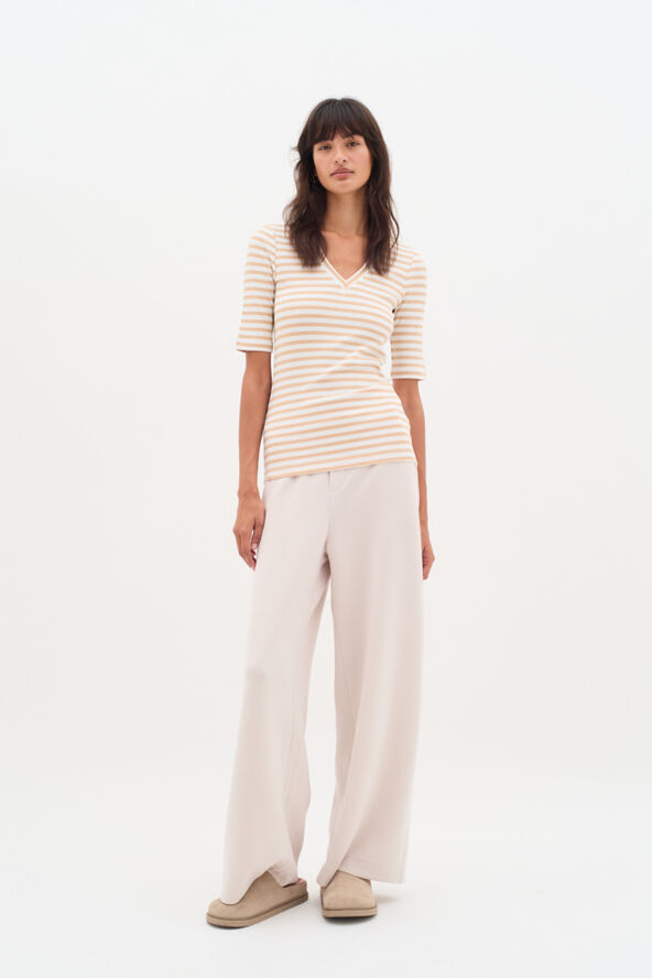 InWear DagnaIW Striped V T-Shirt Alabaster/pure white stripe