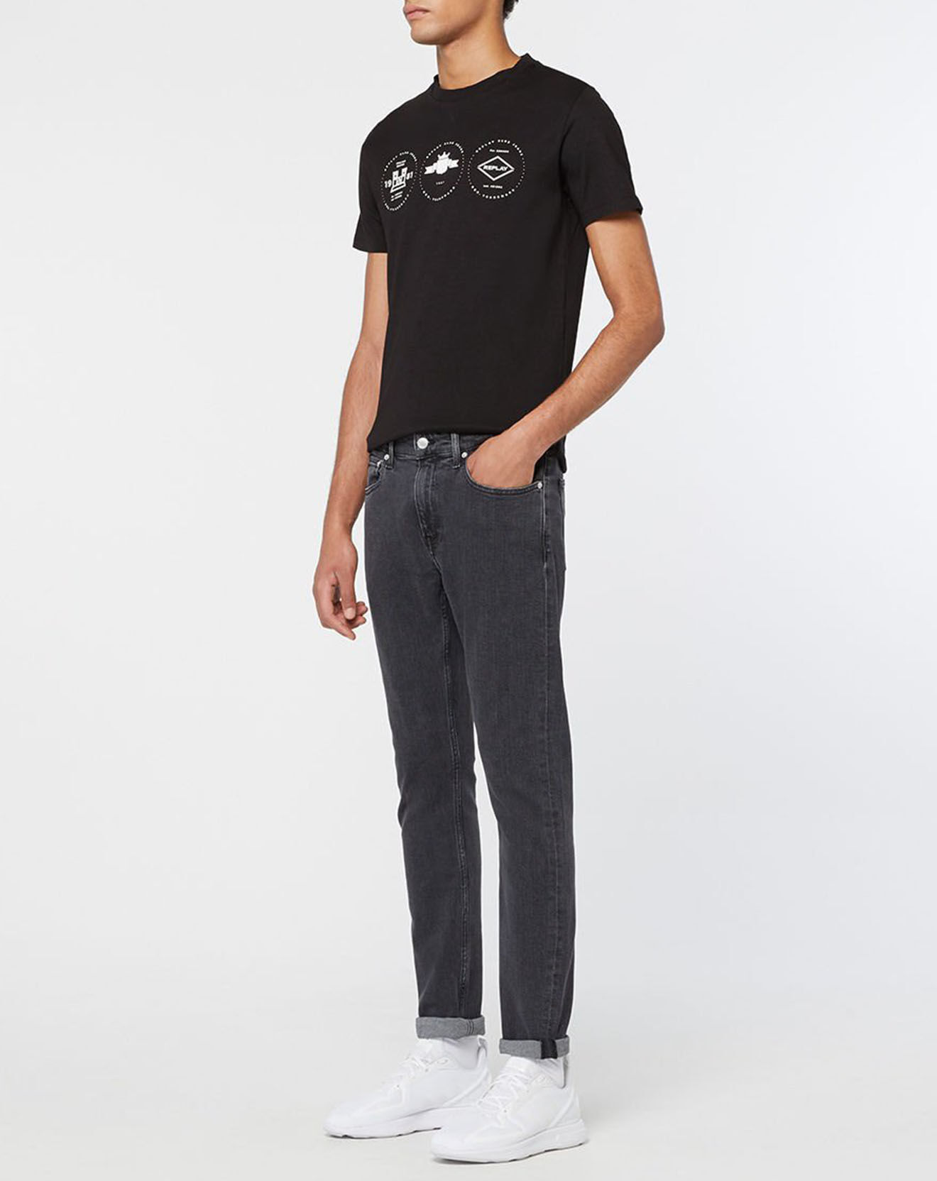 Replay T-Shirt Tri Logo Cent noir