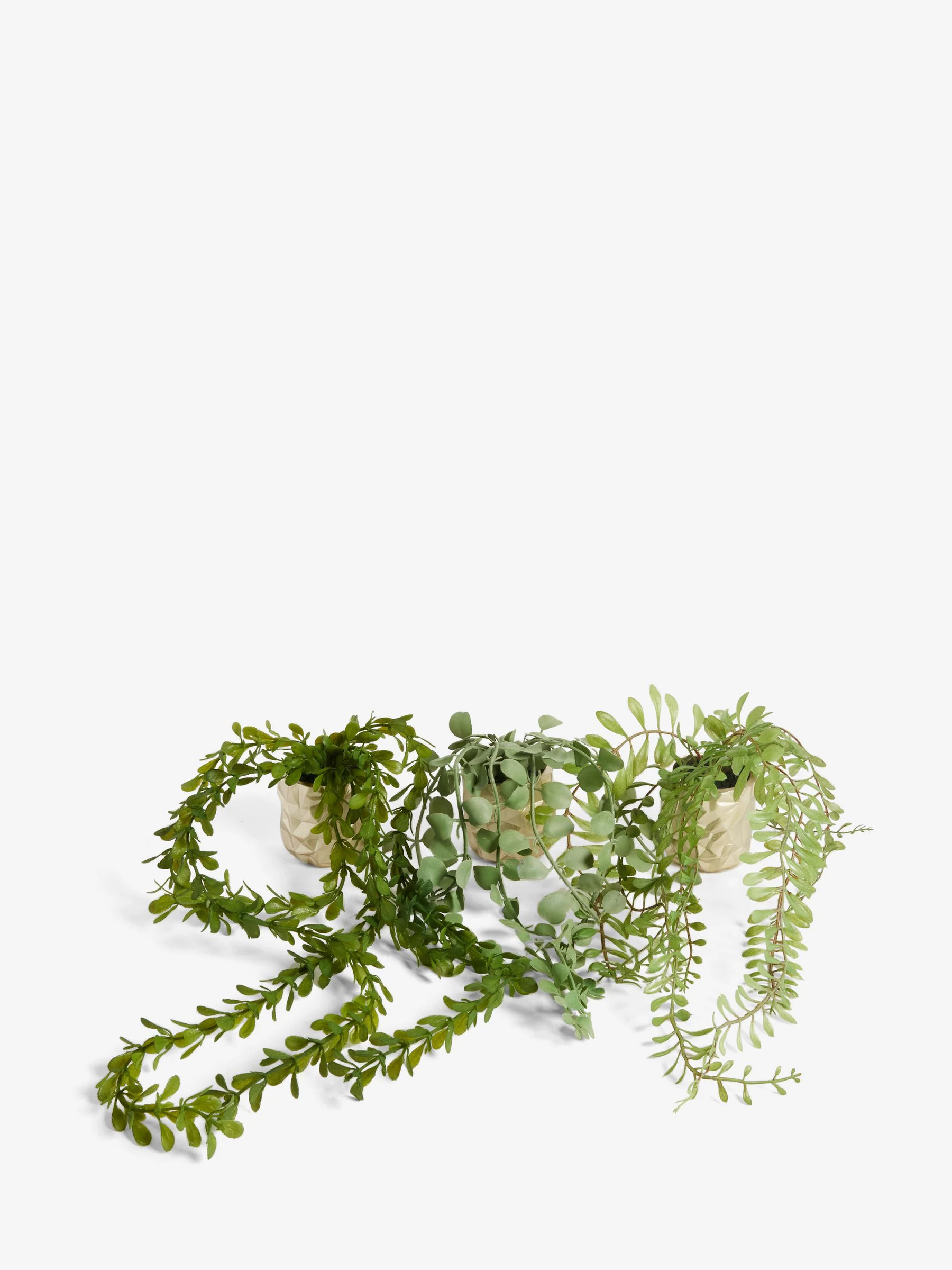 Artificial Trailing Plants In Mini Gold Hex Pots
