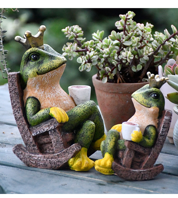 Lustiger Frosch Gartenzwerg Freche Miniatur Dekoration Rasen Accessoire - Froschkönig