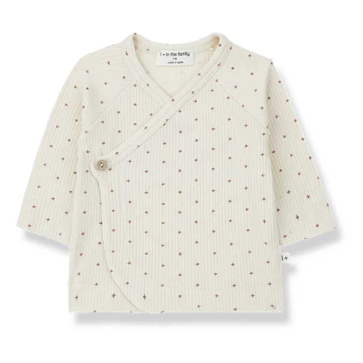 1+ in the family T-shirt Carolina Côtelé | Ecru