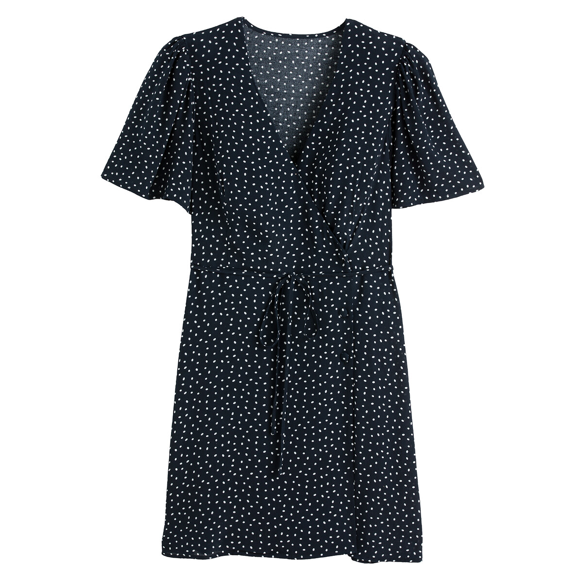 LA REDOUTE COLLECTIONS<br>Vestido envelope com mangas curtas e estampa de poá