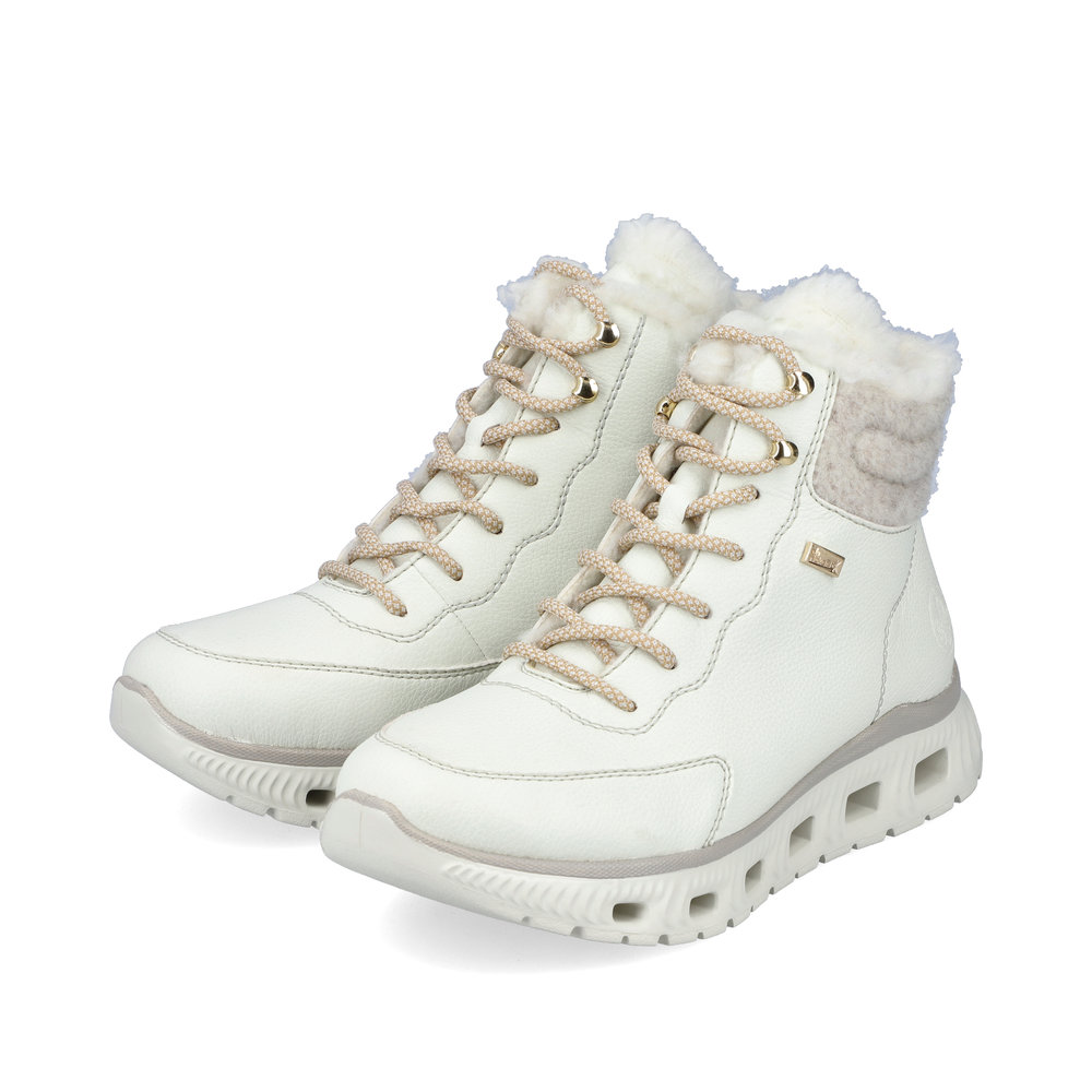 Rieker Damen-TEX-Schnürstiefelette gefüttert Weiß-Beige