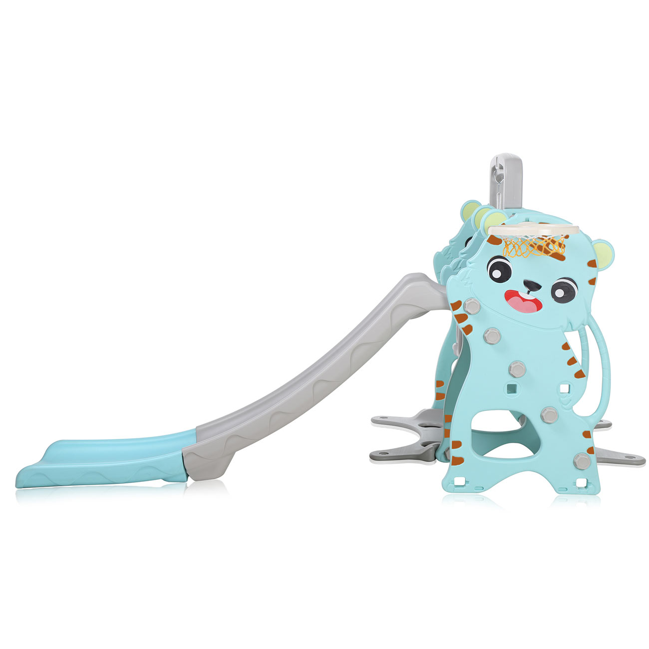 Baby Vivo Spielplatzschaukel / Spielgerüst mit Rutsche für Indoor Outdoor in Türkis / Grau