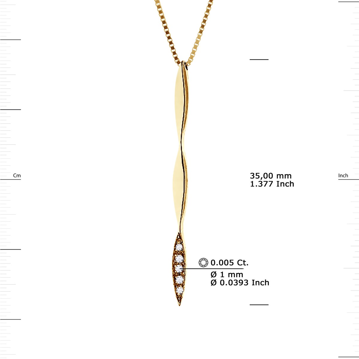 Collier SWORD Diamants 0,020 Cts Or Jaune