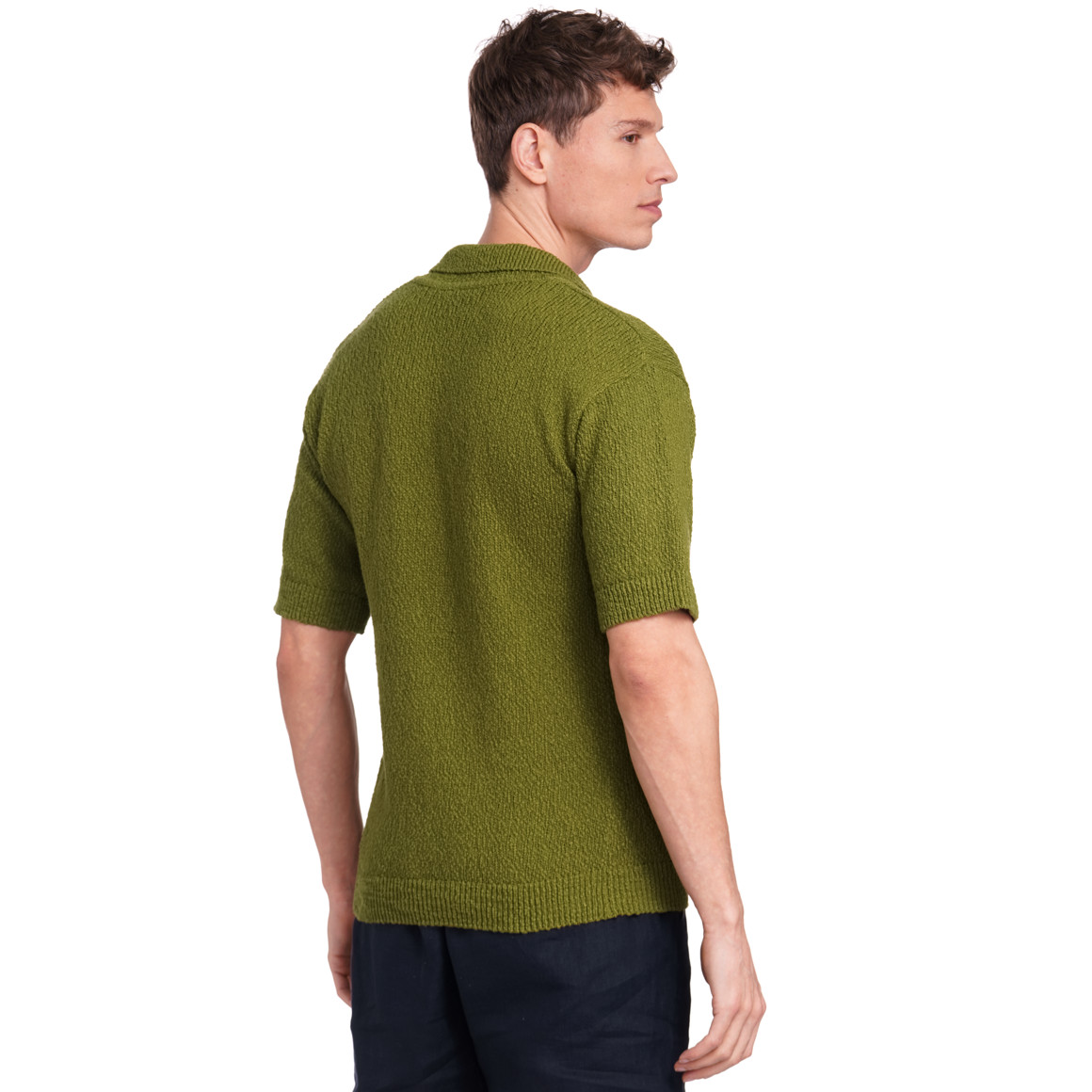 Jonas Nielsen Herren Strick-Poloshirt in Unifarben grün