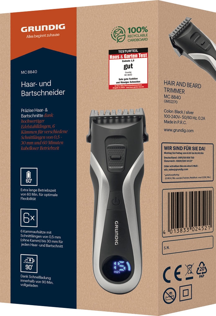 Grundig Haar- und Bartschneider »MC 8840« 6 Aufsätze