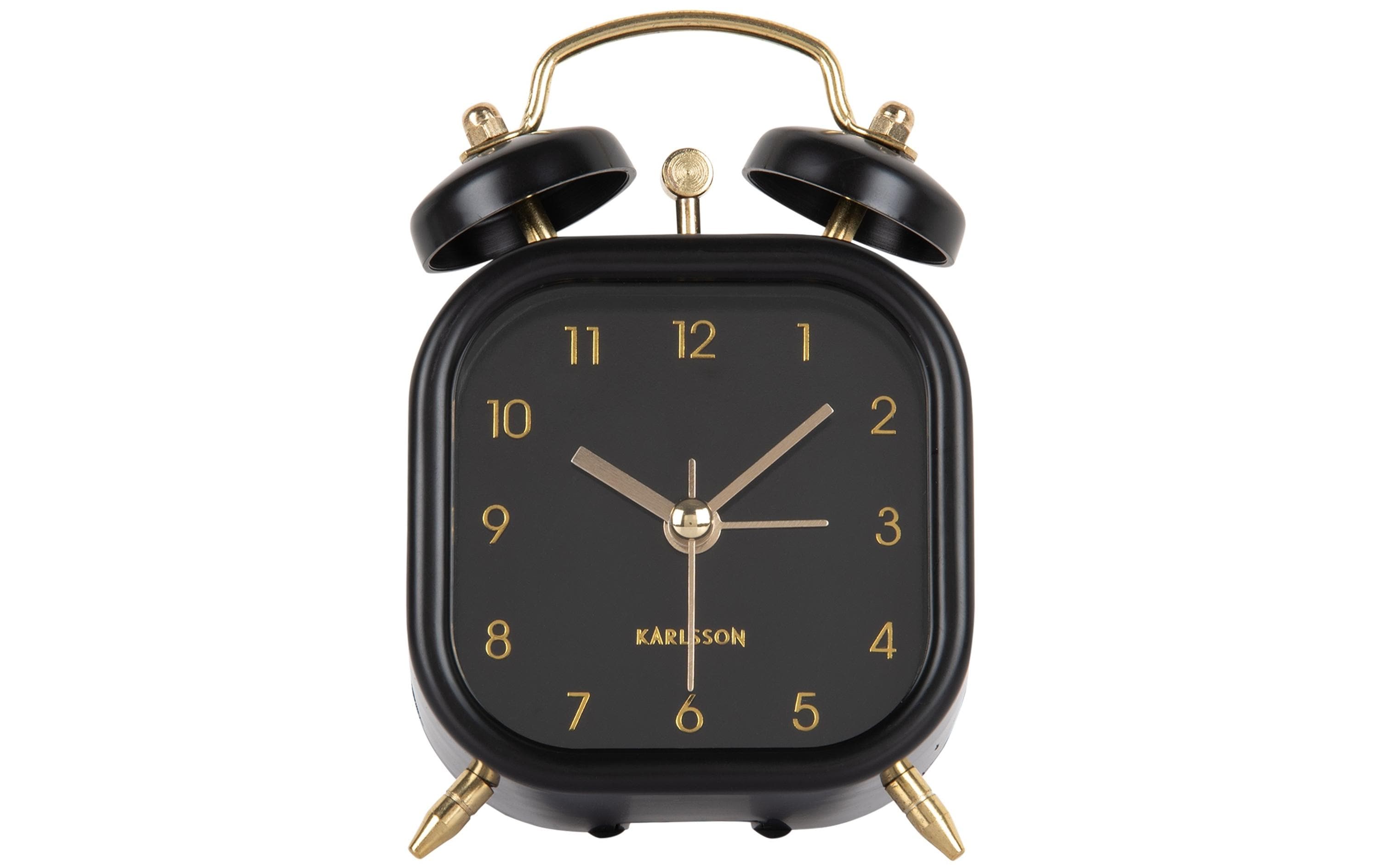 Klassischer Wecker Metallic Glam square BlackWecker mit Doppelglocke