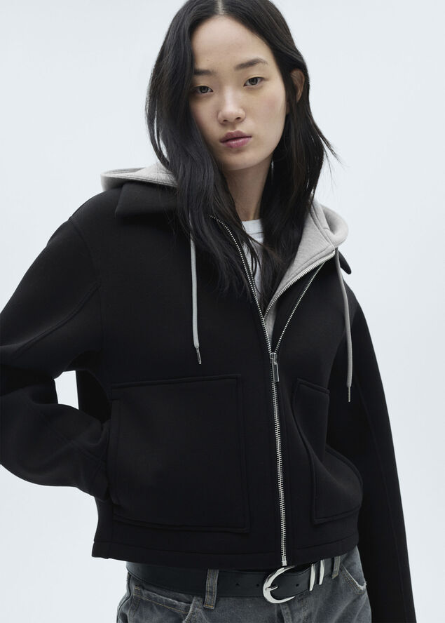 MANGO Hooded combination jacket Black