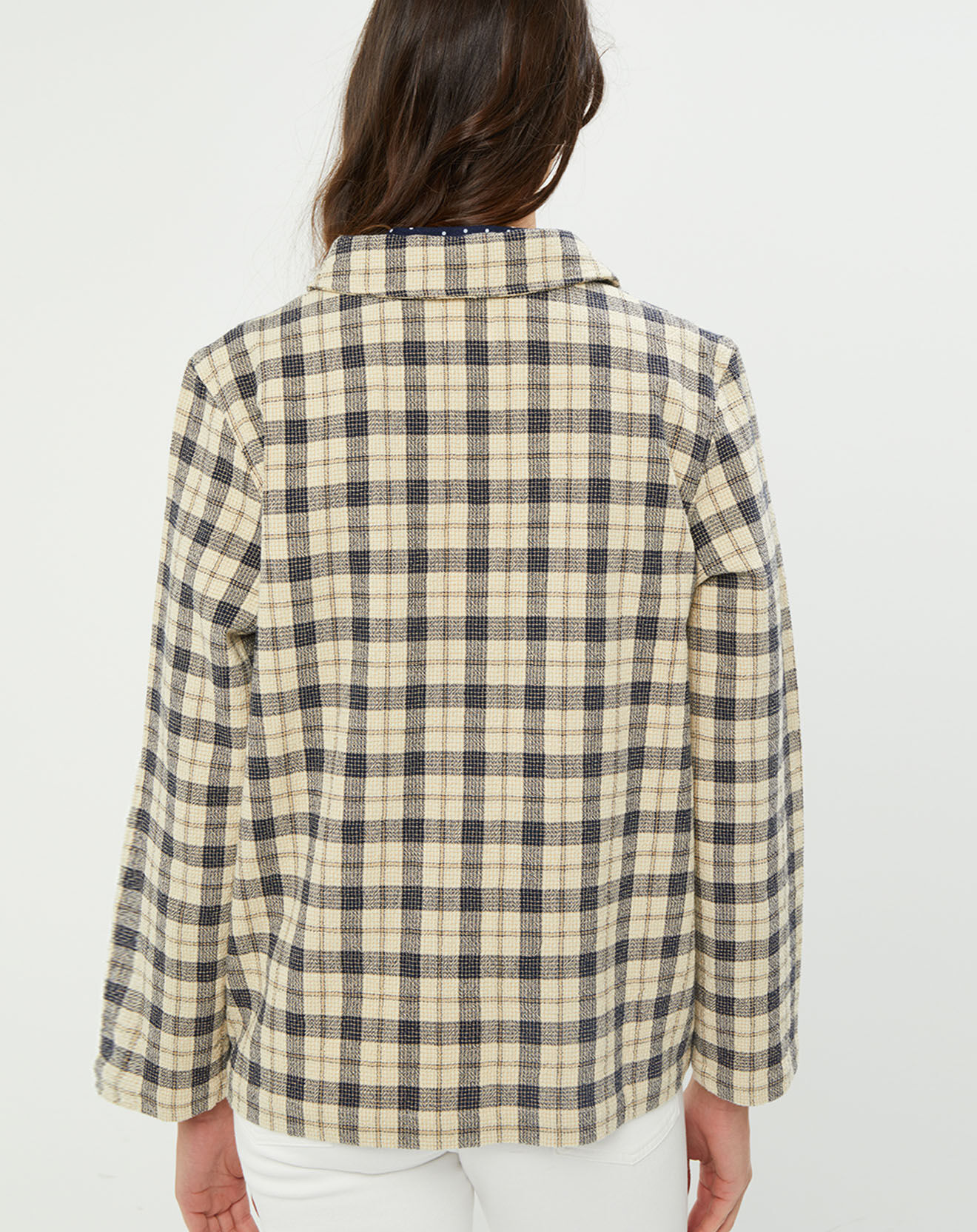 Harris Wilson Veste surchemise Lois à carreaux écrue