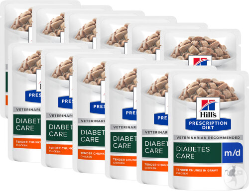 Hill's Pet Nutrition Prescription Diet M/D Diabetes Care Feline Poulet Sachets 12x85g